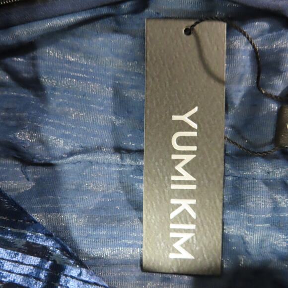 Yumi Kim Midnight Winkle Blue Metallic Striped Velvet Dynasty Dress Size Small - Picture 7 of 9